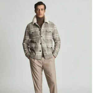 REISS | Marathon Sherpa Trimmed Checked Jacket